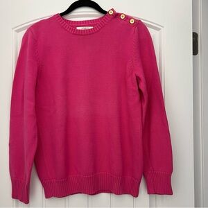 Liz Claiborne Vibrant Pink Sweater with Gold Button Accents